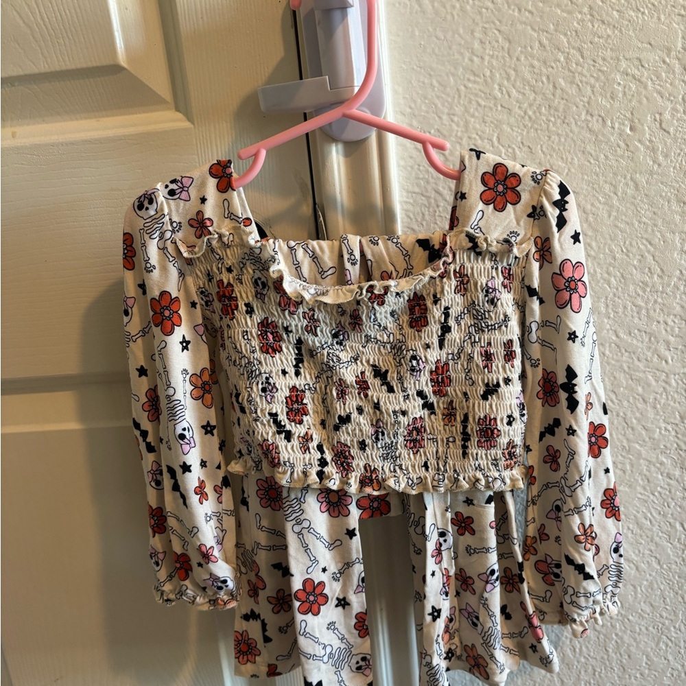 Floral Halloween Kids Blouse Set